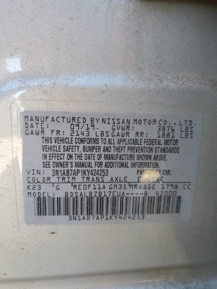 2019 Nissan Sentra VIN 3N1AB7AP1KY424253 Copart auction photo, rear end / minor dent/scratches damage thumbnail 13