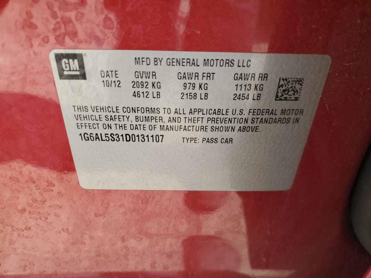 2013 Cadillac ATS VIN 1G6AL5S31D0131107 Copart auction photo, front end / undercarriage damage thumbnail 12