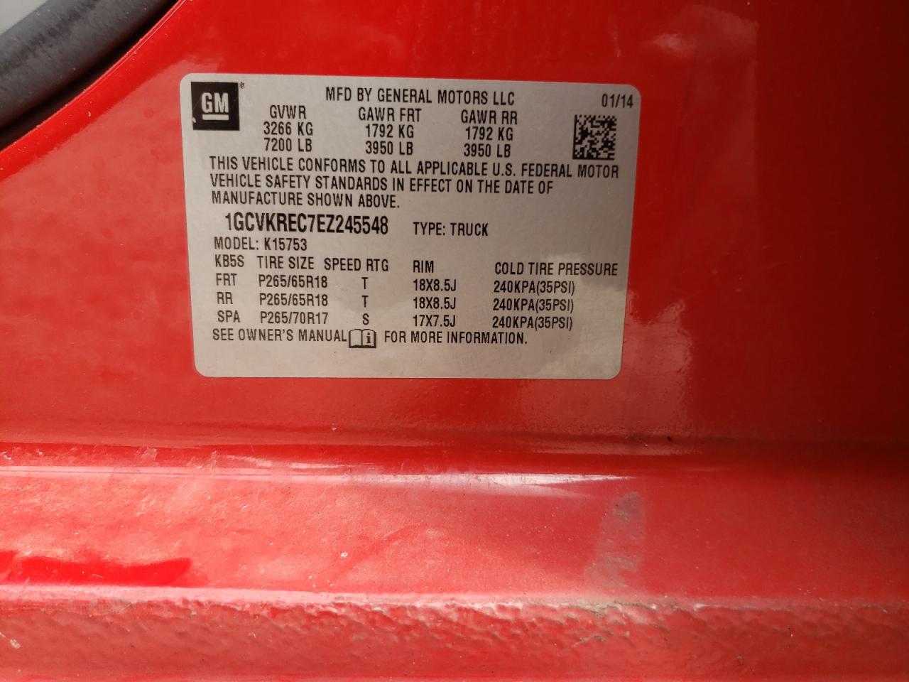 2014 Chevrolet Silverado VIN 1GCVKREC7EZ245548 Copart auction photo, all over damage thumbnail 12