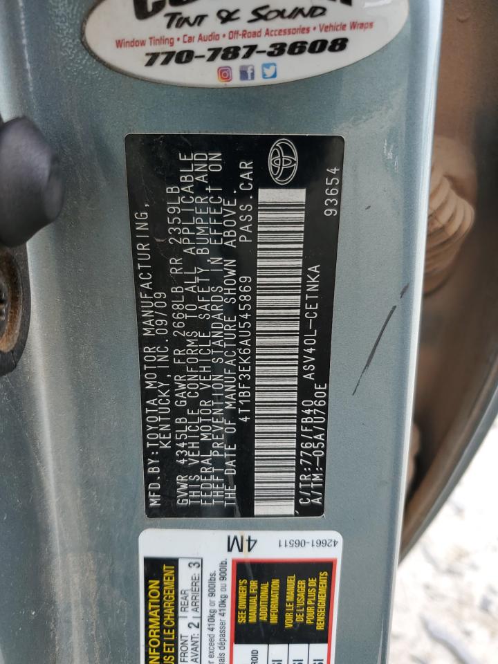 2010 Toyota Camry VIN 4T1BF3EK6AU545869 Copart auction photo, front end damage thumbnail 12