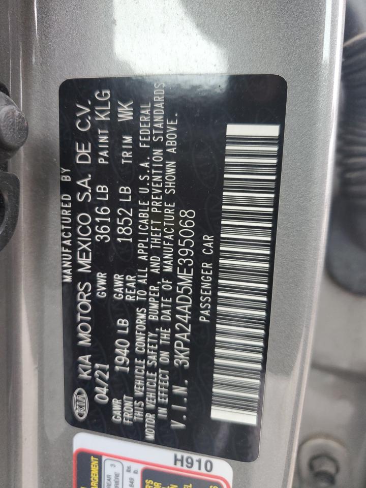 2021 KIA Rio VIN 3KPA24AD5ME395068 Copart auction photo, front end damage thumbnail 13