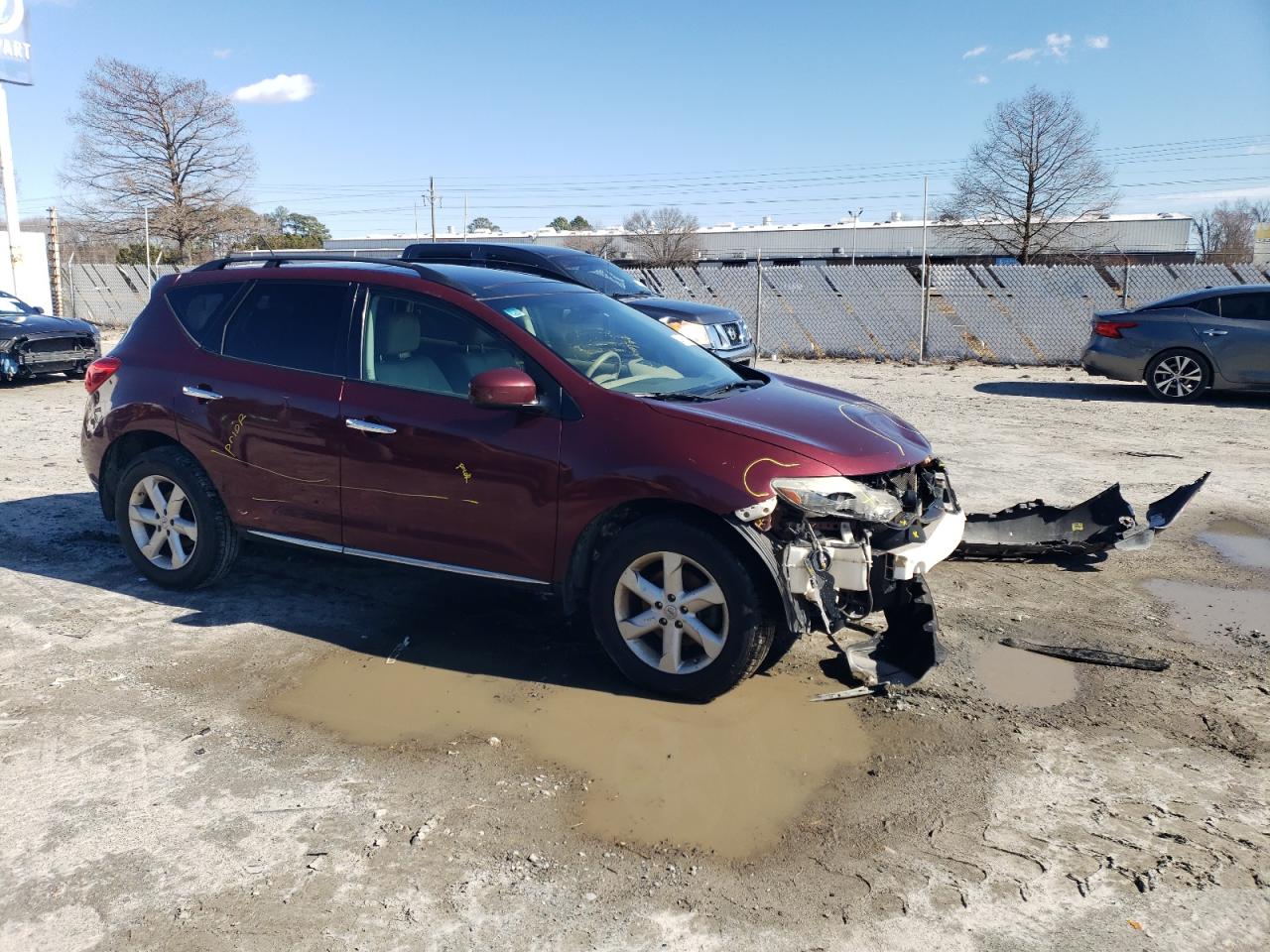 2010 Nissan Murano VIN JN8AZ1MW4AW101642 Copart auction photo, front end / side damage thumbnail 4