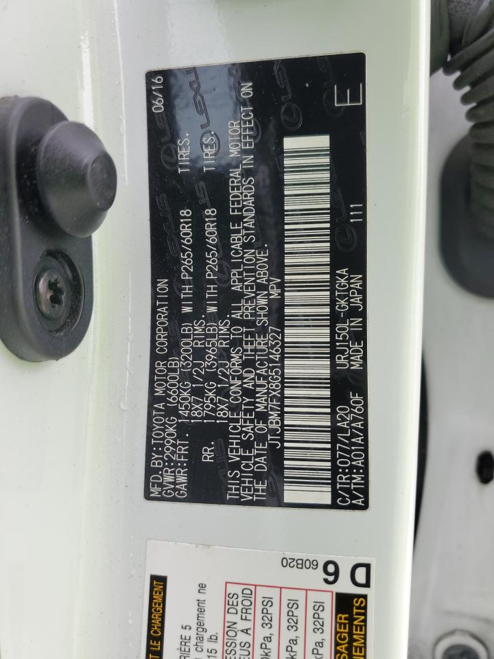 2016 Lexus GX VIN JTJBM7FX8G5146327 Copart auction photo, rear end / front end damage thumbnail 15