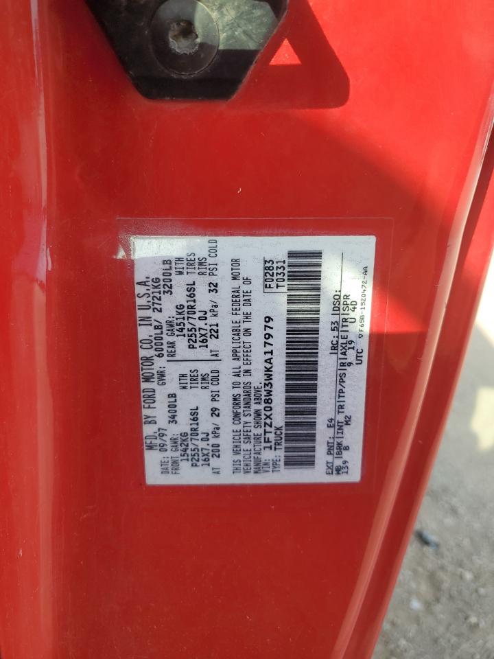 1998 Ford F-150 VIN 1FTZX08W3WKA17979 Copart auction photo, front end damage thumbnail 14