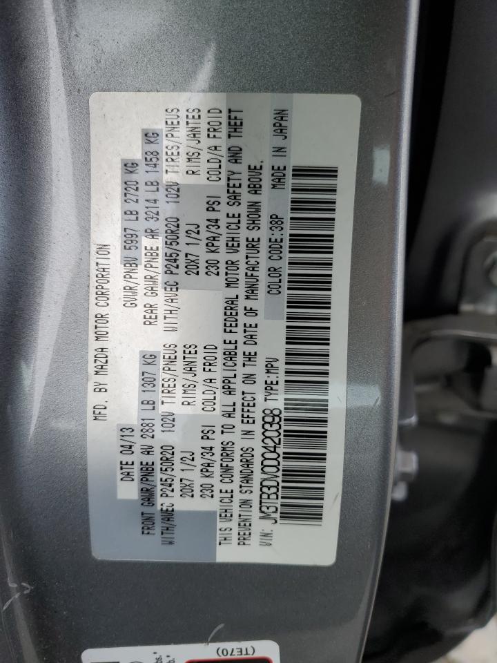 2013 Mazda CX-9 VIN JM3TB3DV0D0420398 Copart auction photo, rear end damage thumbnail 13
