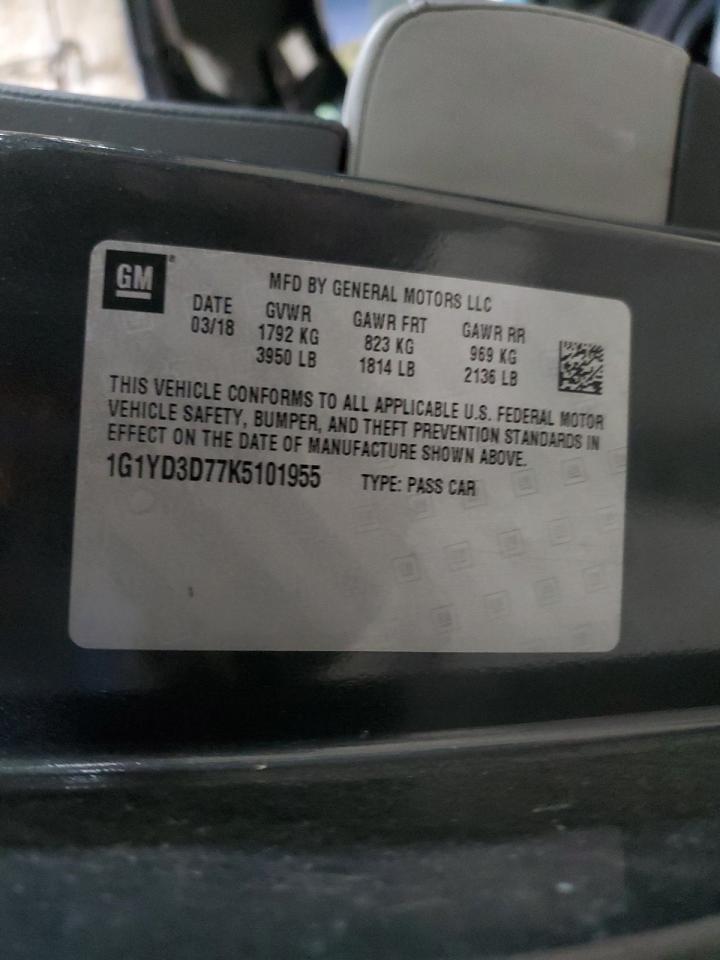 2019 Chevrolet Corvette VIN 1G1YD3D77K5101955 Copart auction photo, all over damage thumbnail 12