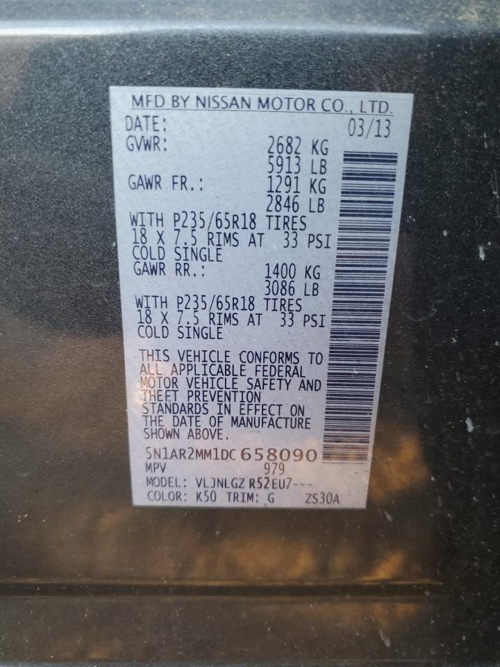 2013 Nissan Pathfinder VIN 5N1AR2MM1DC658090 Copart auction photo, minor dent/scratches damage thumbnail 13