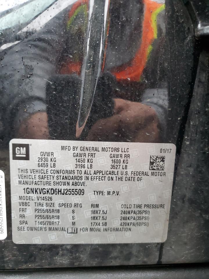2017 Chevrolet Traverse VIN 1GNKVGKD6HJ255509 Copart auction photo, rear end damage thumbnail 13