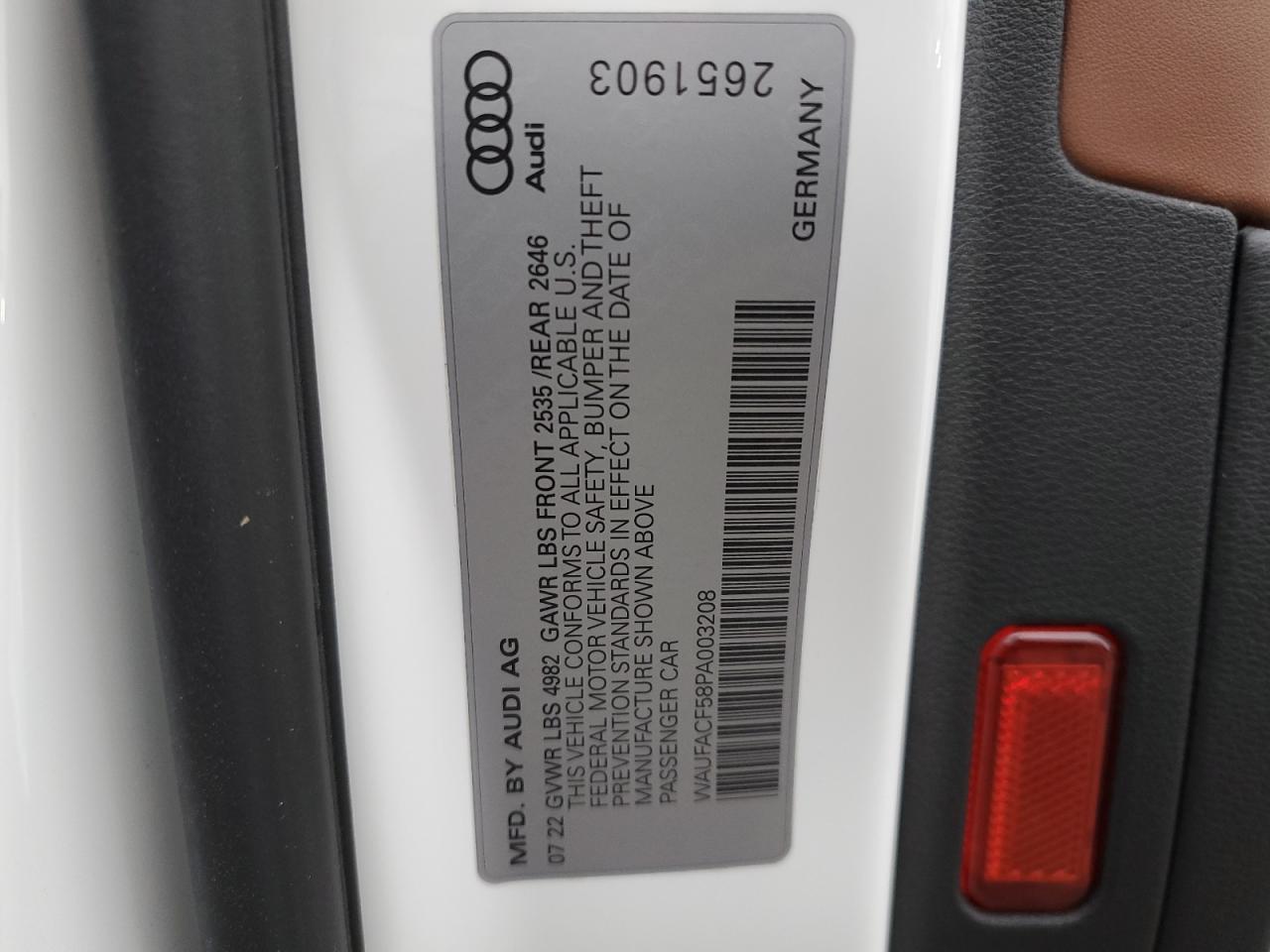 2023 Audi A5 VIN WAUFACF58PA003208 Copart auction photo, rear end damage thumbnail 13