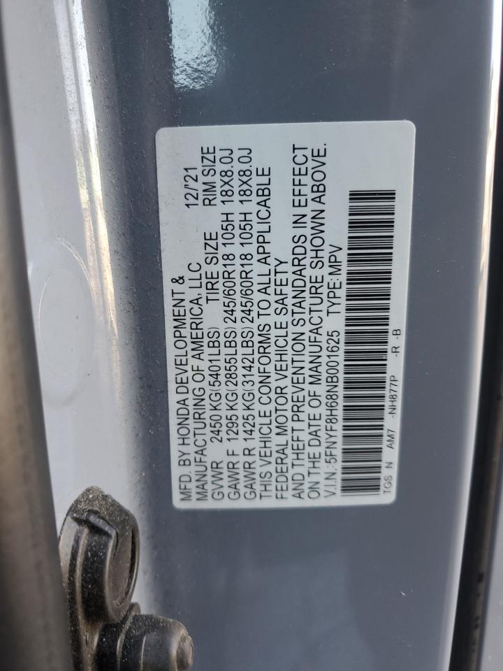 2022 Honda Passport VIN 5FNYF8H68NB001625 Copart auction photo, vandalism damage thumbnail 13
