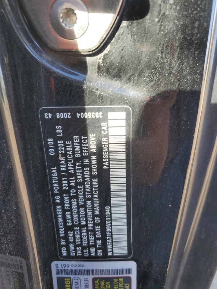 2009 Volkswagen Eos VIN WVWFA71F99V011940 Copart auction photo, front end damage thumbnail 14