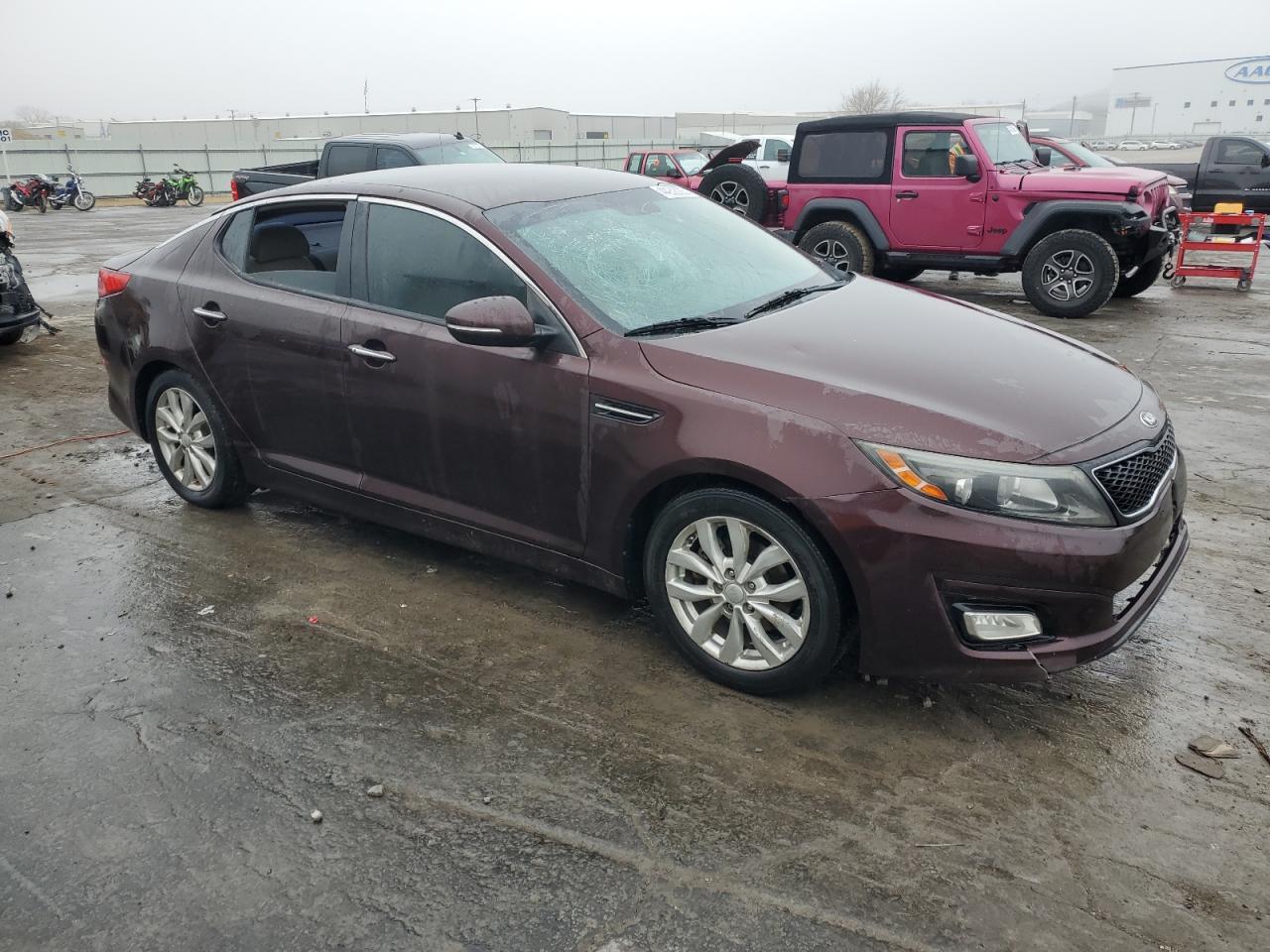 2015 KIA Optima VIN 5XXGN4A73FG412200 Copart auction photo, side / front end damage thumbnail 4