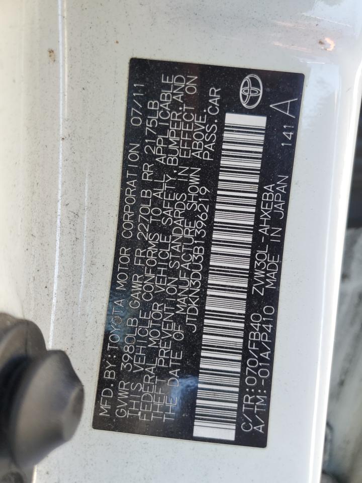 2011 Toyota Prius VIN JTDKN3DU3B1396219 Copart auction photo, rear end damage thumbnail 13