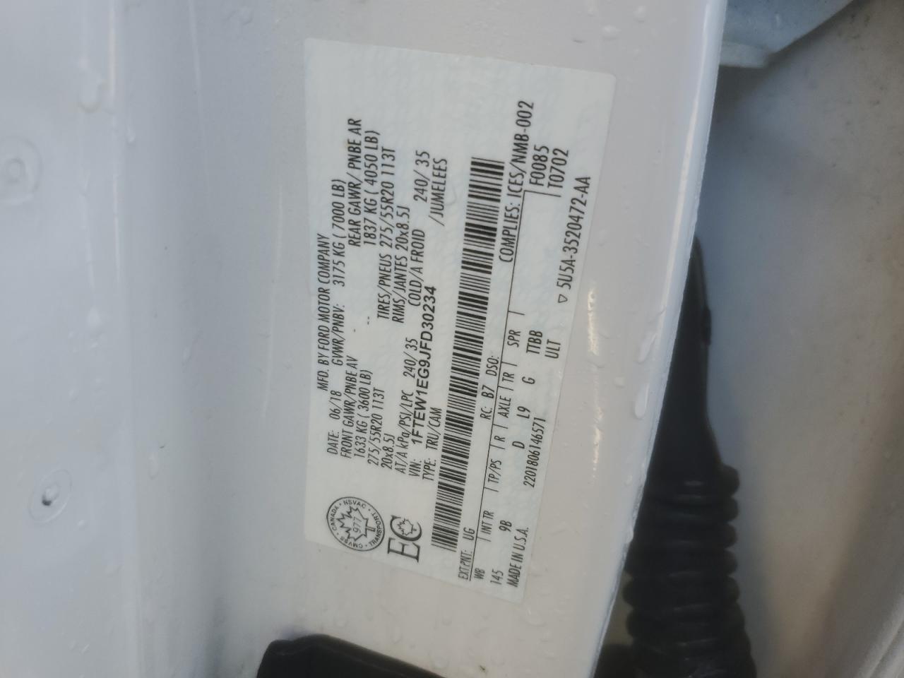 2018 Ford F-150 VIN 1FTEW1EG9JFD30234 Copart auction photo, rollover damage thumbnail 14