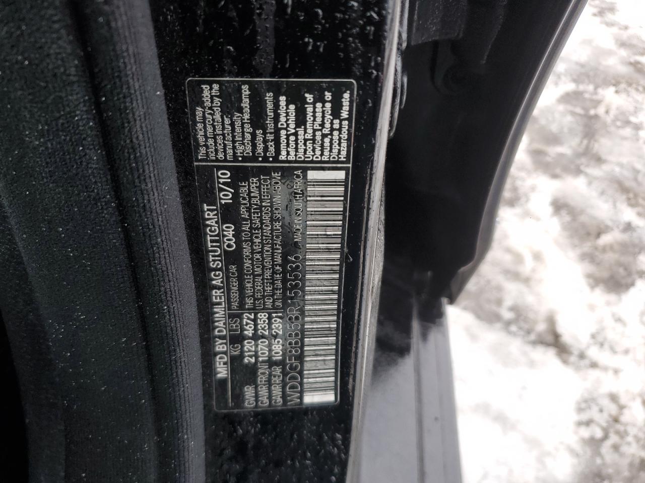 2011 Mercedes-Benz C-klasse VIN WDDGF8BB5BR153536 Copart auction photo, front end damage thumbnail 12