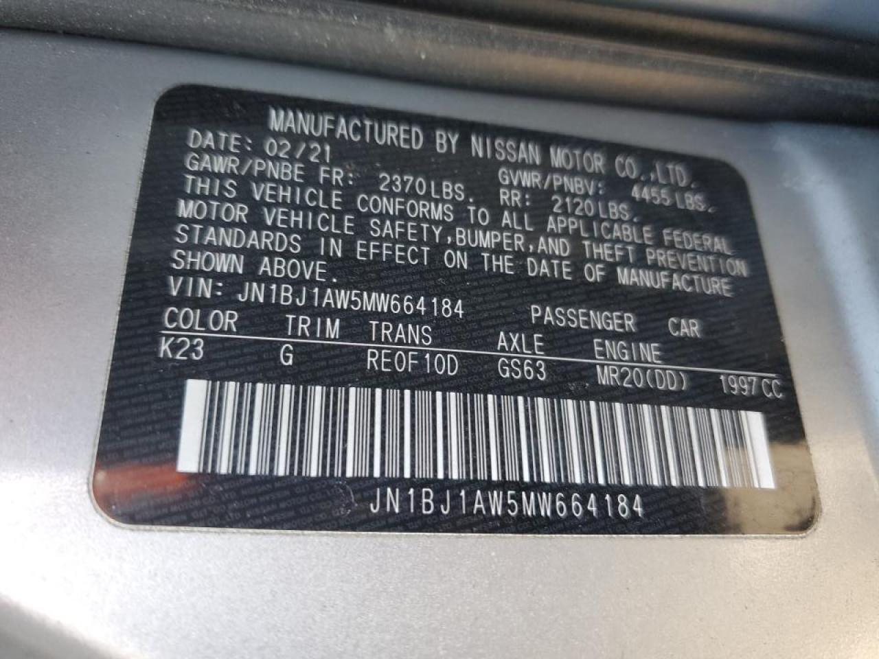 2021 Nissan Rogue VIN JN1BJ1AW5MW664184 Copart auction photo, rear end damage thumbnail 13