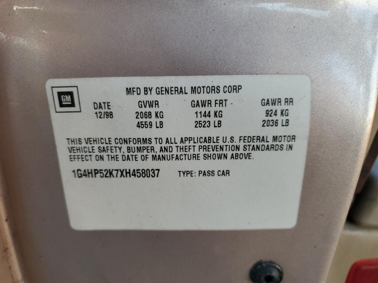 1999 Buick LeSabre VIN 1G4HP52K7XH458037 Copart auction photo, front end damage thumbnail 12
