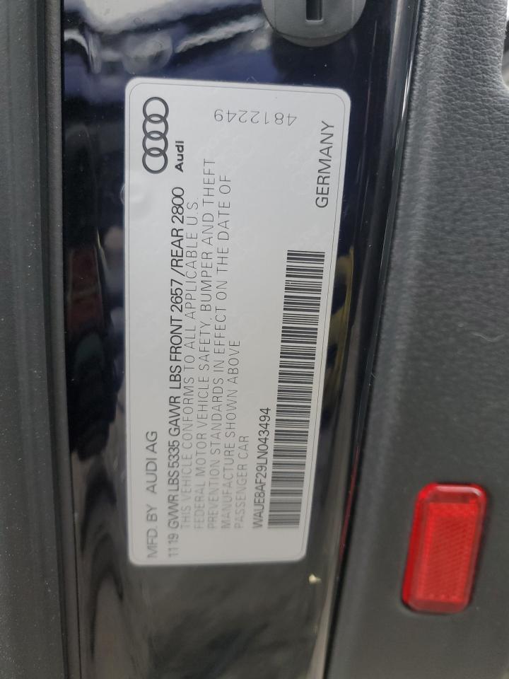 2020 Audi A6 VIN WAUE8AF29LN043494 Copart auction photo, rear end / side damage thumbnail 13