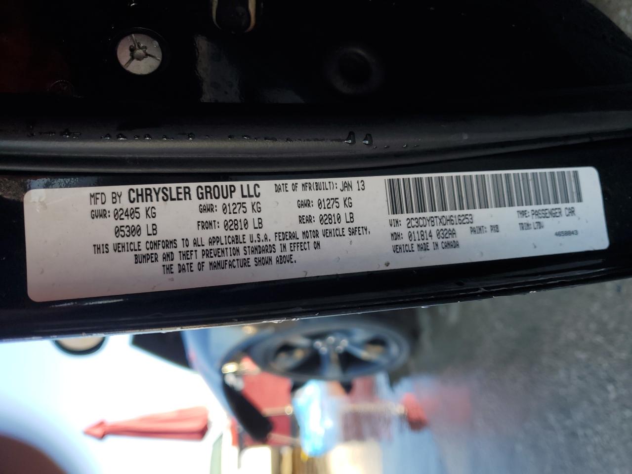 2013 Dodge Challenger VIN 2C3CDYBTXDH616253 Copart auction photo, front end / hail damage thumbnail 13