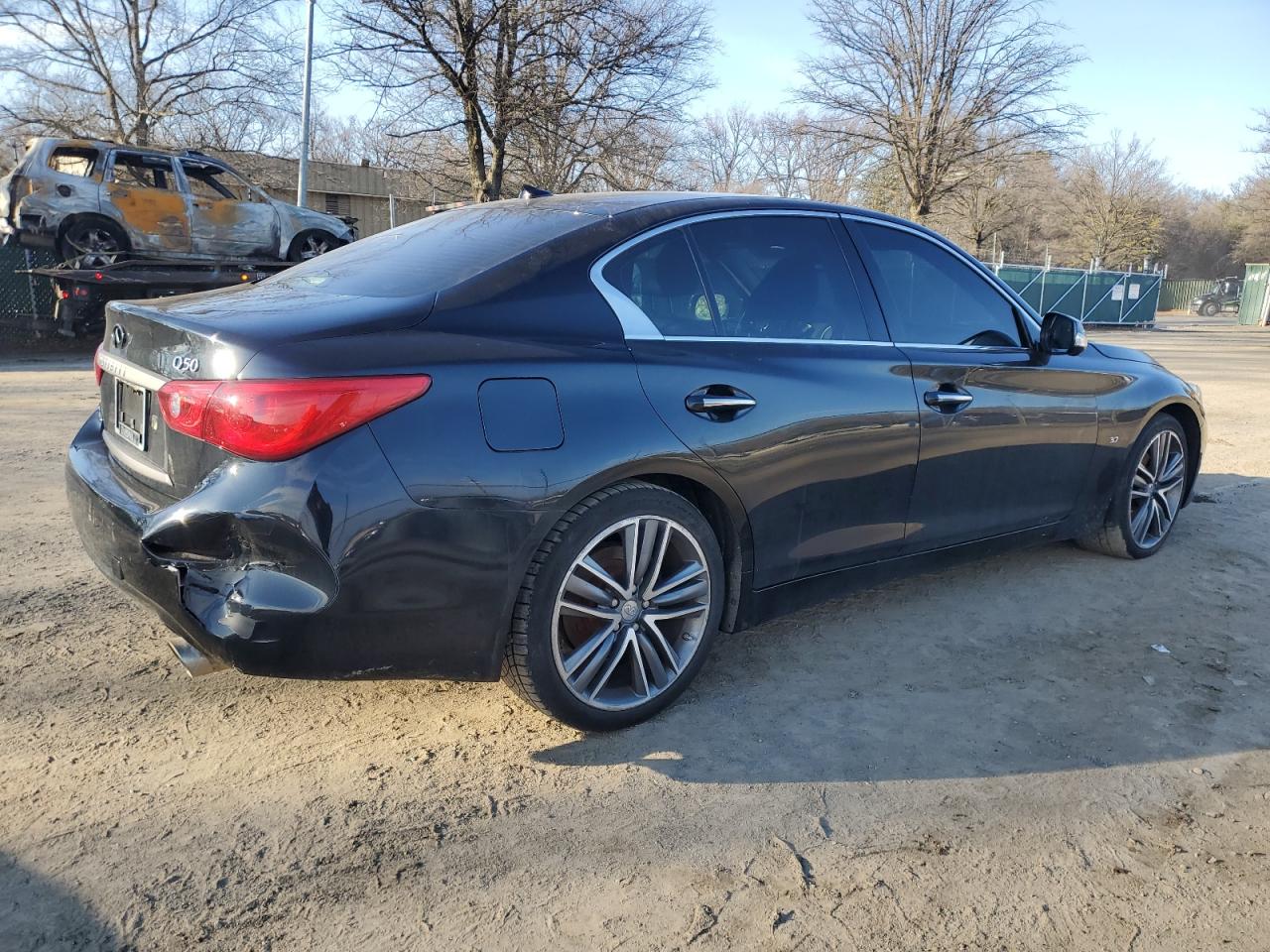 2015 Infiniti Q50 VIN JN1BV7AR8FM400909 Copart auction photo, rear end damage thumbnail 3