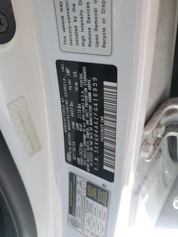 2015 KIA Optima VIN 5XXGR4A62FG416959 Copart auction photo, front end damage thumbnail 12