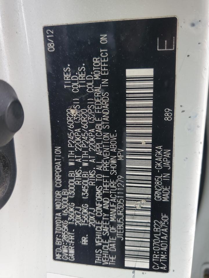 2013 Toyota 4Runner VIN JTEBU5JR3D5111279 Copart auction photo, front end damage thumbnail 15