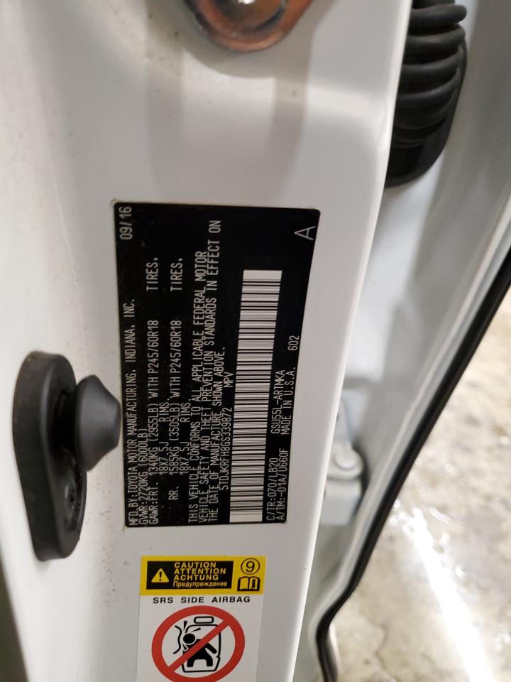 2016 Toyota Highlander VIN 5TDJKRFH8GS339872 Copart auction photo, rear end damage thumbnail 14