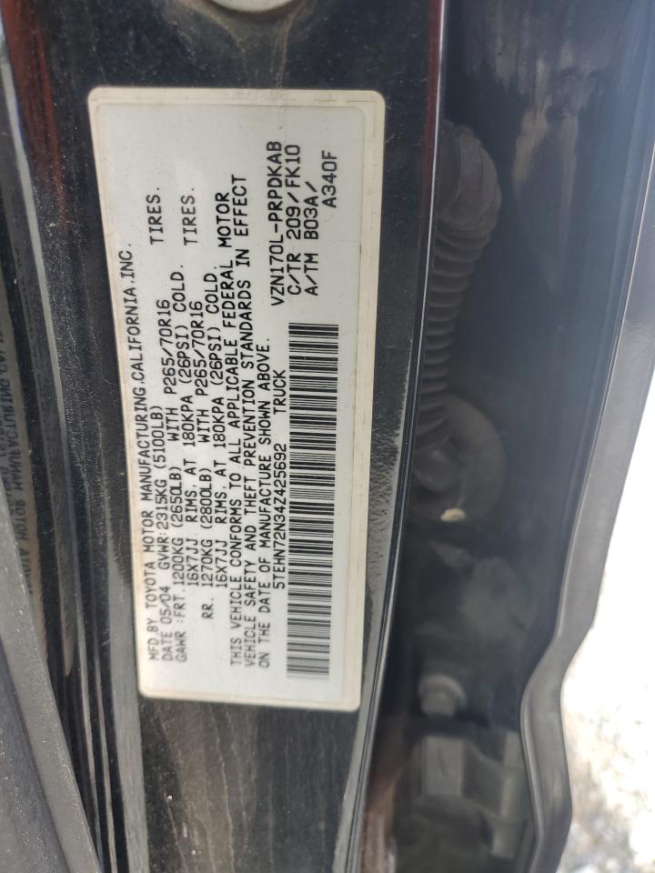 2004 Toyota Tacoma VIN 5TEHN72N34Z425692 Copart auction photo, front end damage thumbnail 12