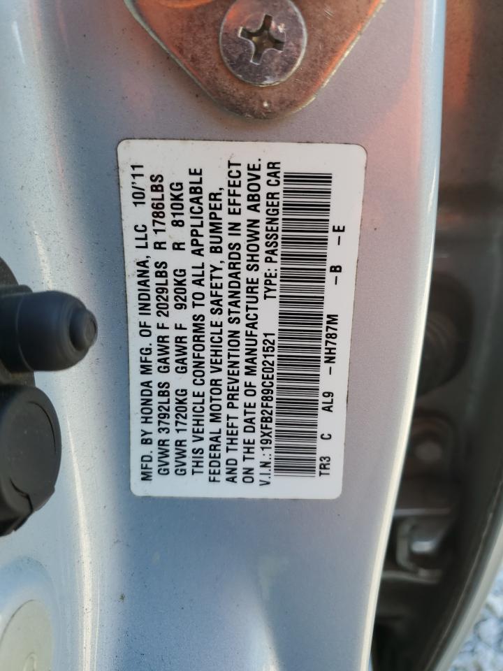 2012 Honda Civic VIN 19XFB2F89CE021521 Copart auction photo, all over damage thumbnail 12