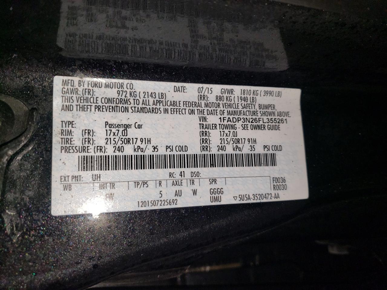 2015 Ford Focus VIN 1FADP3N26FL355261 Copart auction photo, front end damage thumbnail 12