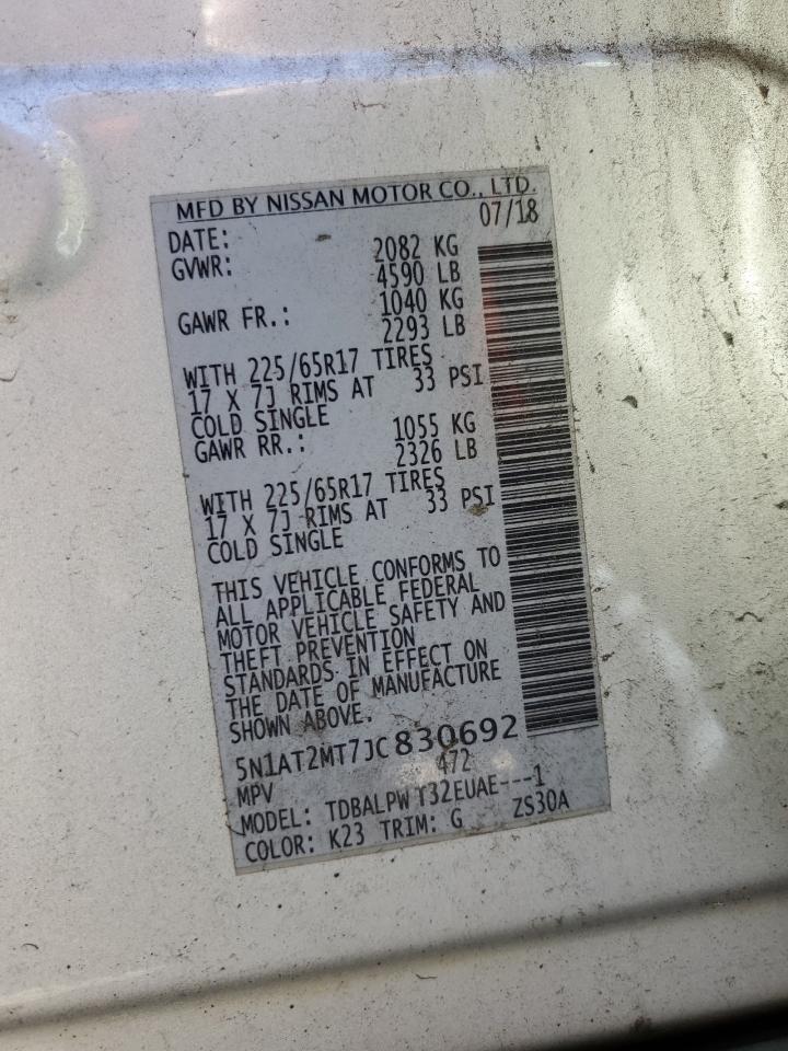 2018 Nissan Rogue VIN 5N1AT2MT7JC830692 Copart auction photo, front end / mechanical damage thumbnail 12