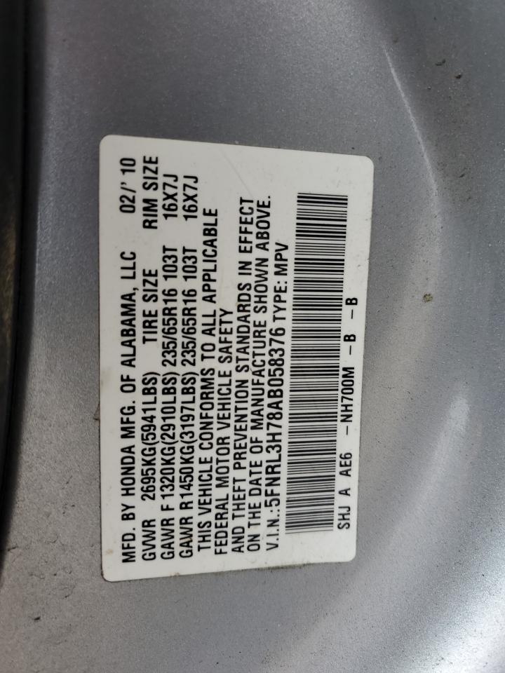 2010 Honda Odyssey VIN 5FNRL3H78AB058376 Copart auction photo, front end / minor dent/scratches damage thumbnail 13