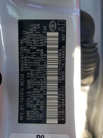 2018 Toyota Corolla VIN 2T1BURHE0JC964719 Copart auction photo, front end / side damage thumbnail 12