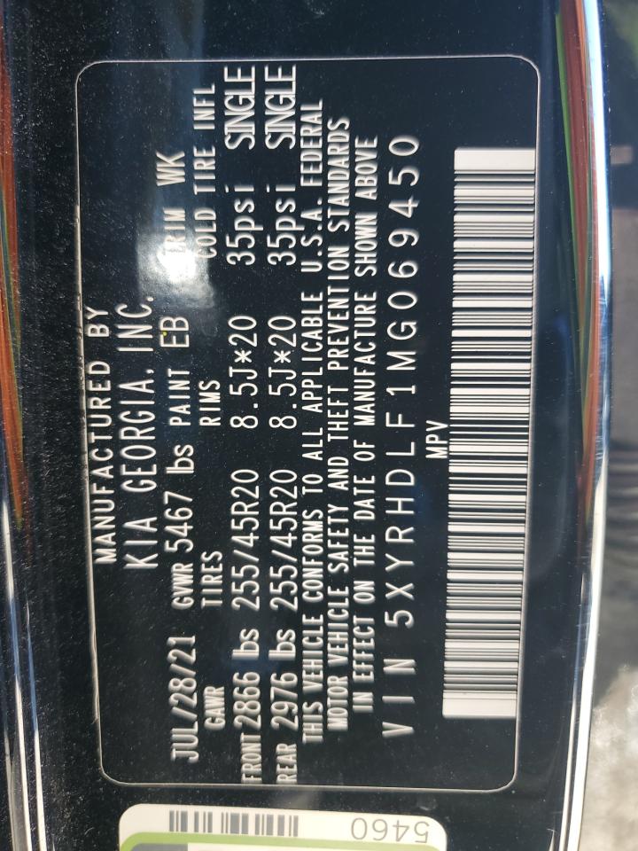 2021 KIA Sorento VIN 5XYRHDLF1MG069450 Copart auction photo, front end / mechanical damage thumbnail 15