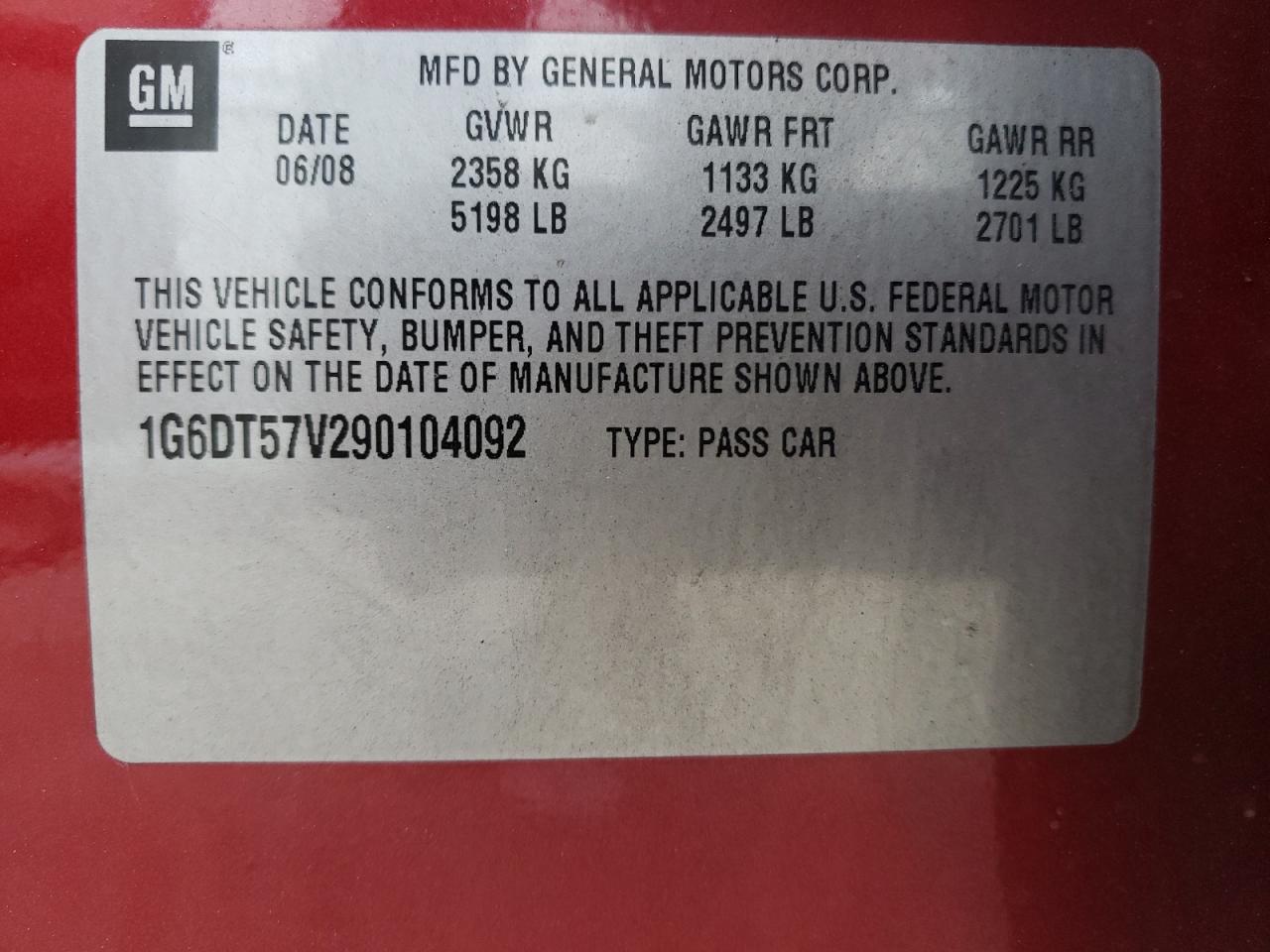 2009 Cadillac CTS VIN 1G6DT57V290104092 Copart auction photo, side / front end damage thumbnail 12