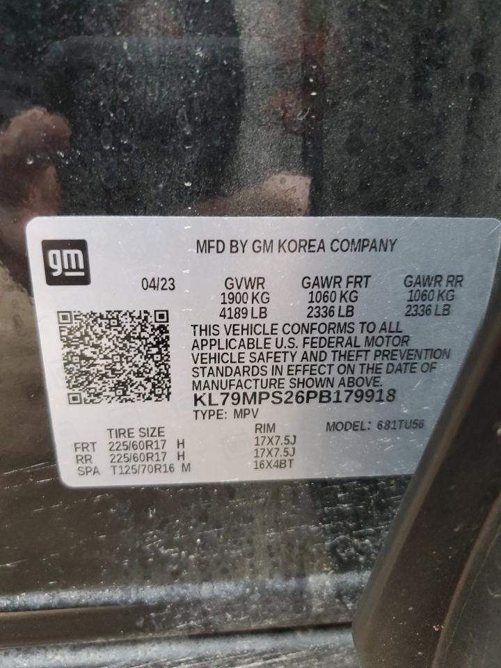 2023 Chevrolet TrailBlazer VIN KL79MPS26PB179918 Copart auction photo, front end damage thumbnail 13