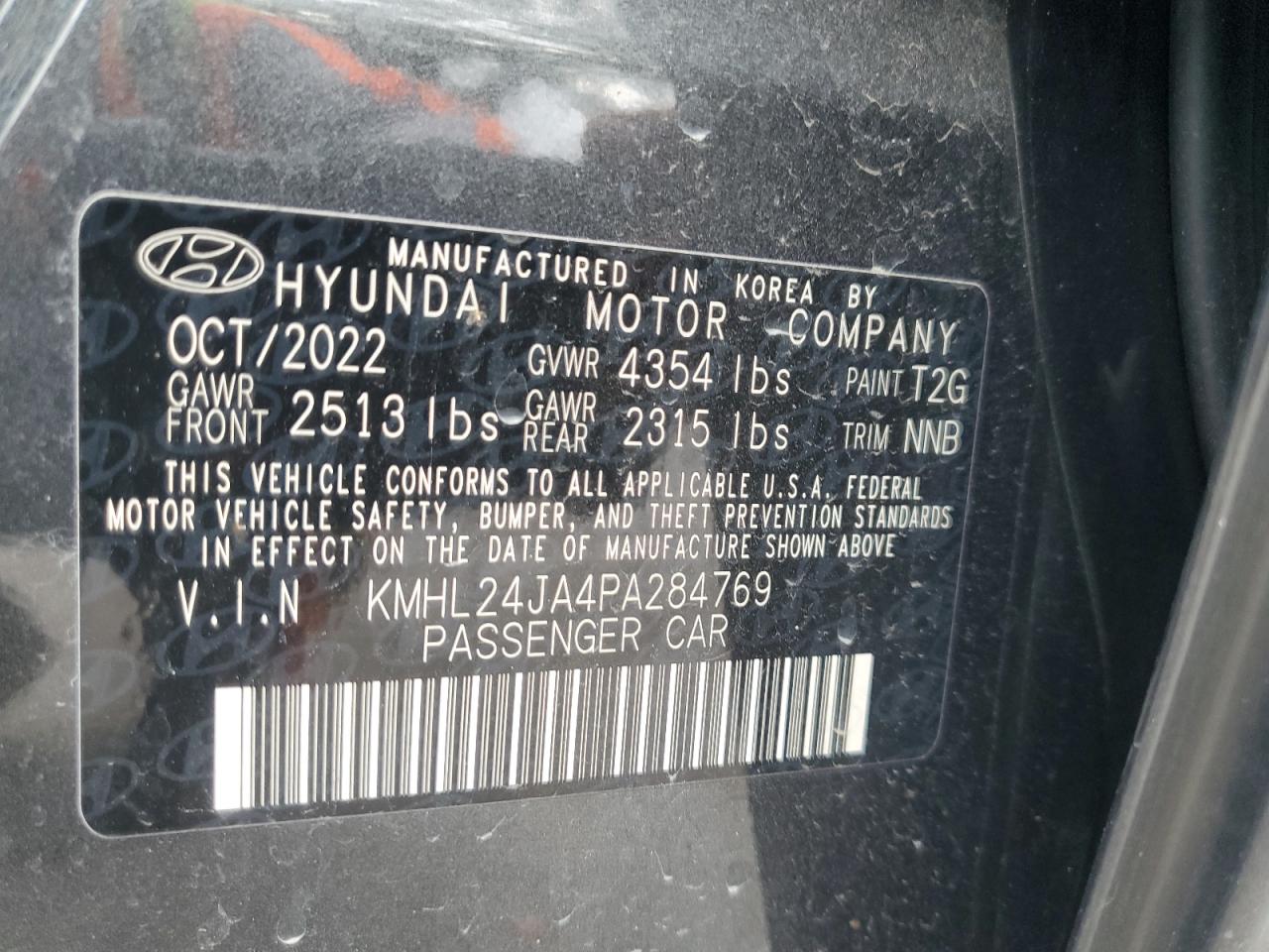 2023 Hyundai Sonata VIN KMHL24JA4PA284769 Copart auction photo, front end damage thumbnail 14