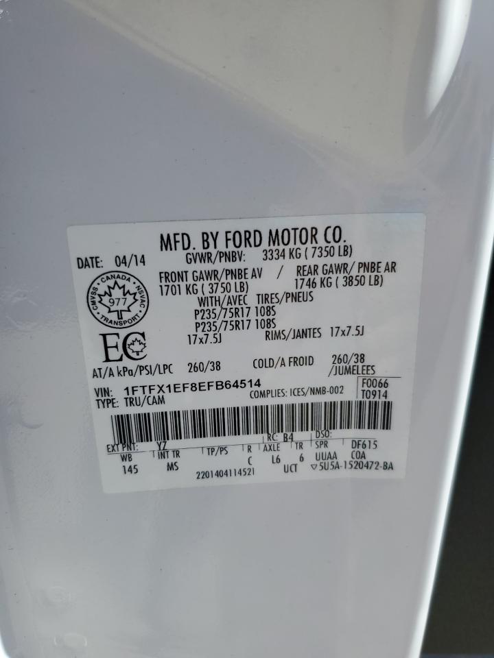 2014 Ford F-150 VIN 1FTFX1EF8EFB64514 Copart auction photo, burn / minor dent/scratches damage thumbnail 12