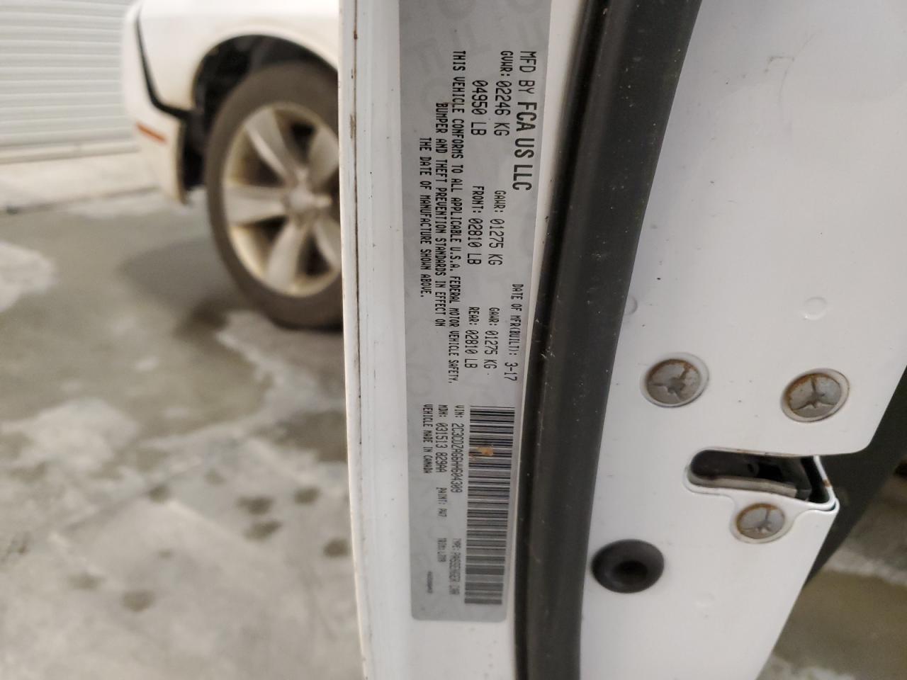 2017 Dodge Challenger VIN 2C3CDZAG6HH604309 Copart auction photo, water/flood / all over damage thumbnail 12