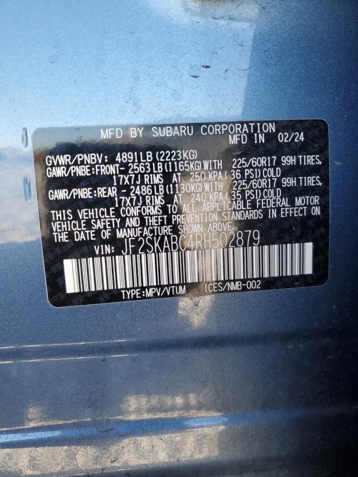 2024 Subaru Forester VIN JF2SKABC4RH502879 Copart auction photo, front end damage thumbnail 15