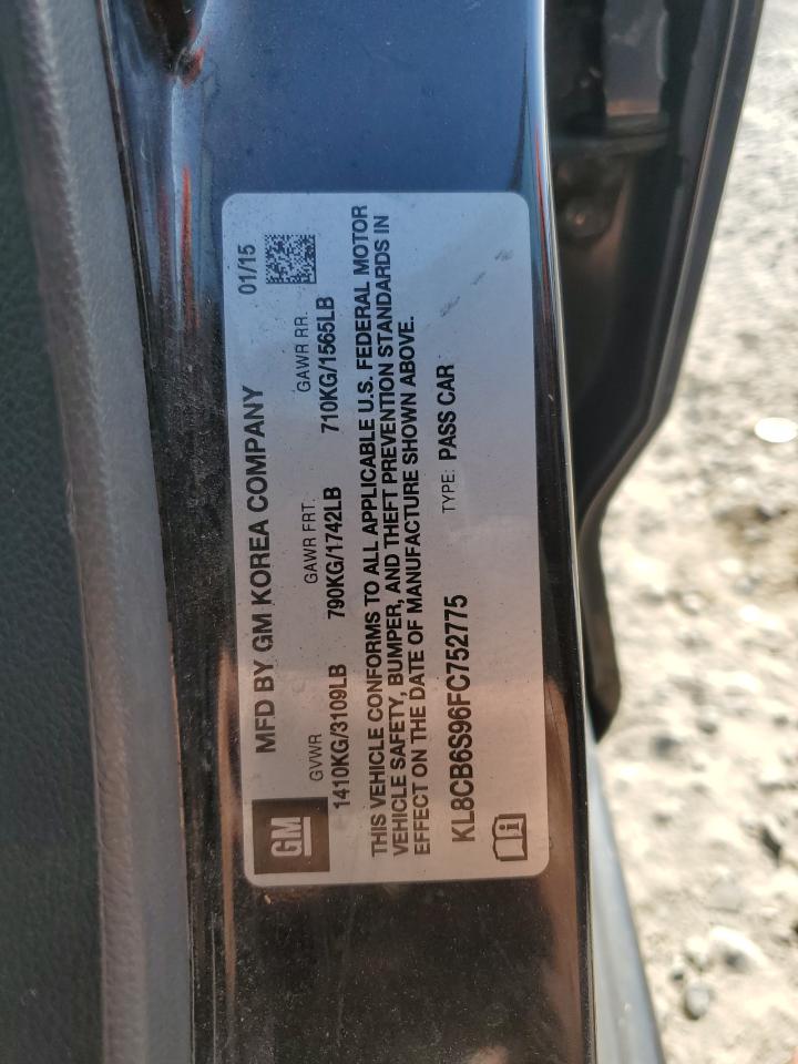 2015 Chevrolet Spark VIN KL8CB6S96FC752775 Copart auction photo, normal wear damage thumbnail 12