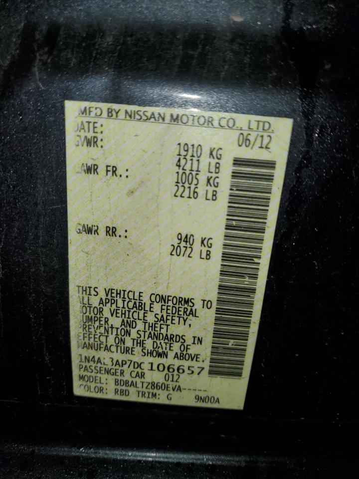 2013 Nissan Altima VIN 1N4AL3AP7DC106657 Copart auction photo, side damage thumbnail 13