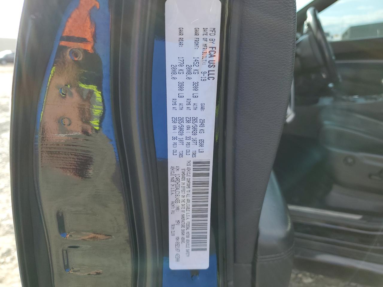 2020 Dodge Durango VIN 1C4RDHDG4LC161455 Copart auction photo, side / rear end damage thumbnail 13