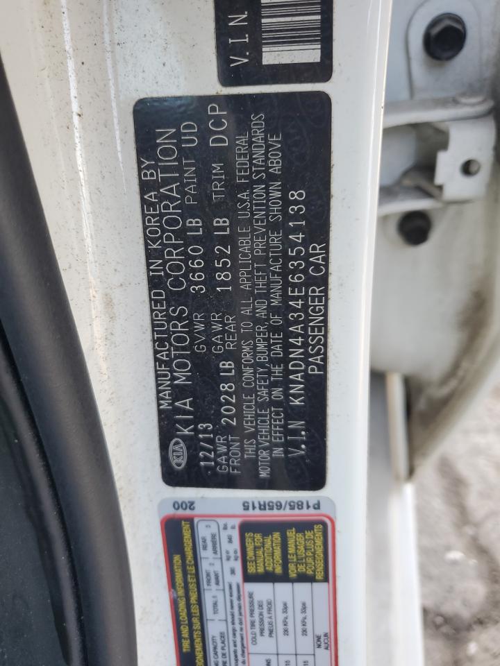2014 KIA Rio VIN KNADN4A34E6354138 Copart auction photo, front end / minor dent/scratches damage thumbnail 12