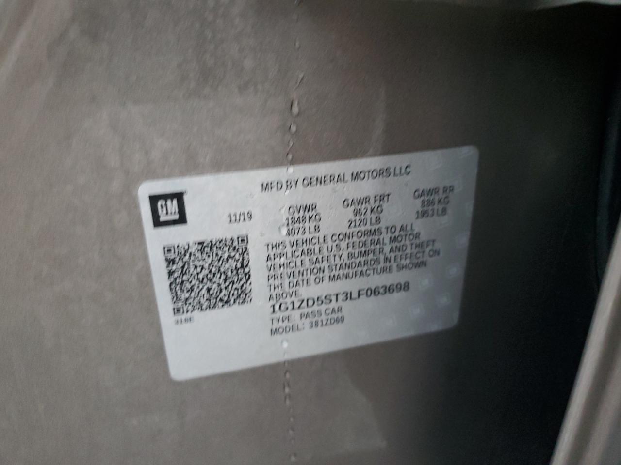 2020 Chevrolet Malibu VIN 1G1ZD5ST3LF063698 Copart auction photo, all over damage thumbnail 14