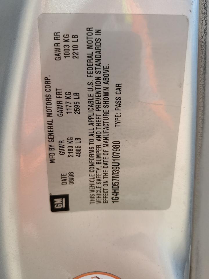 2009 Buick Lucerne VIN 1G4HD57M39U107980 Copart auction photo, side / rear end damage thumbnail 12