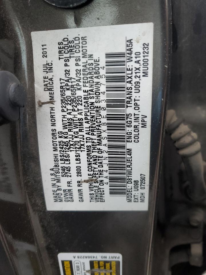 2011 Mitsubishi Endeavor VIN 4A4JN2ASXBE034754 Copart auction photo, side damage thumbnail 13