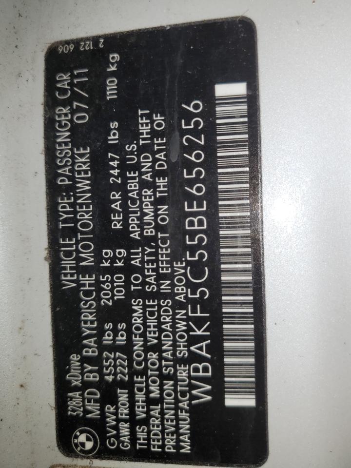 2011 BMW 3er VIN WBAKF5C55BE656256 Copart auction photo, all over / front end damage thumbnail 12