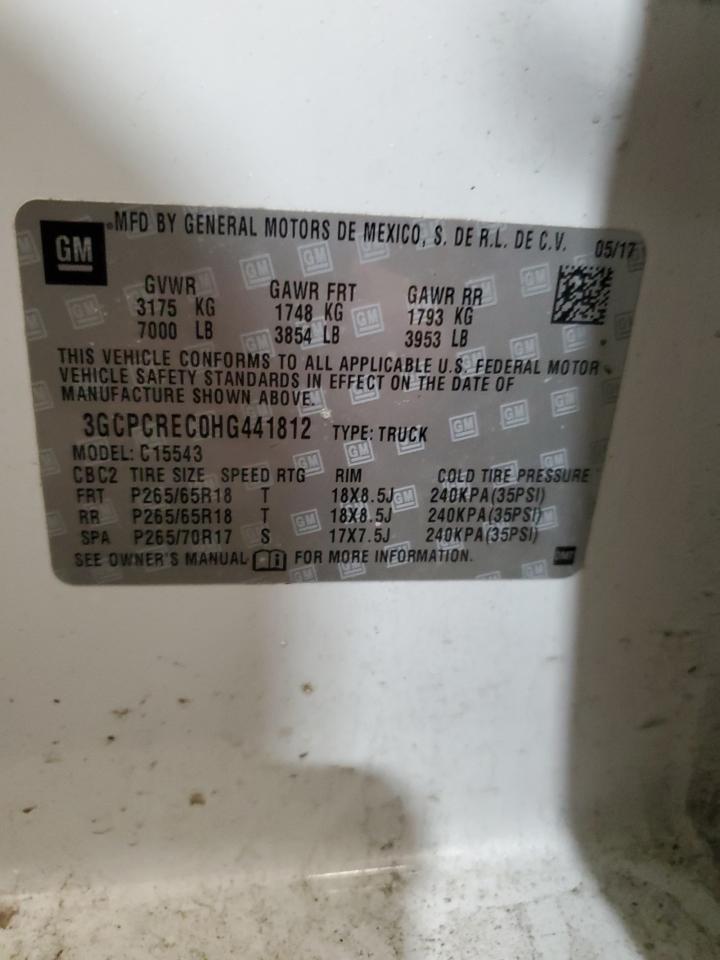2017 Chevrolet Silverado VIN 3GCPCREC0HG441812 Copart auction photo, front end / side damage thumbnail 15