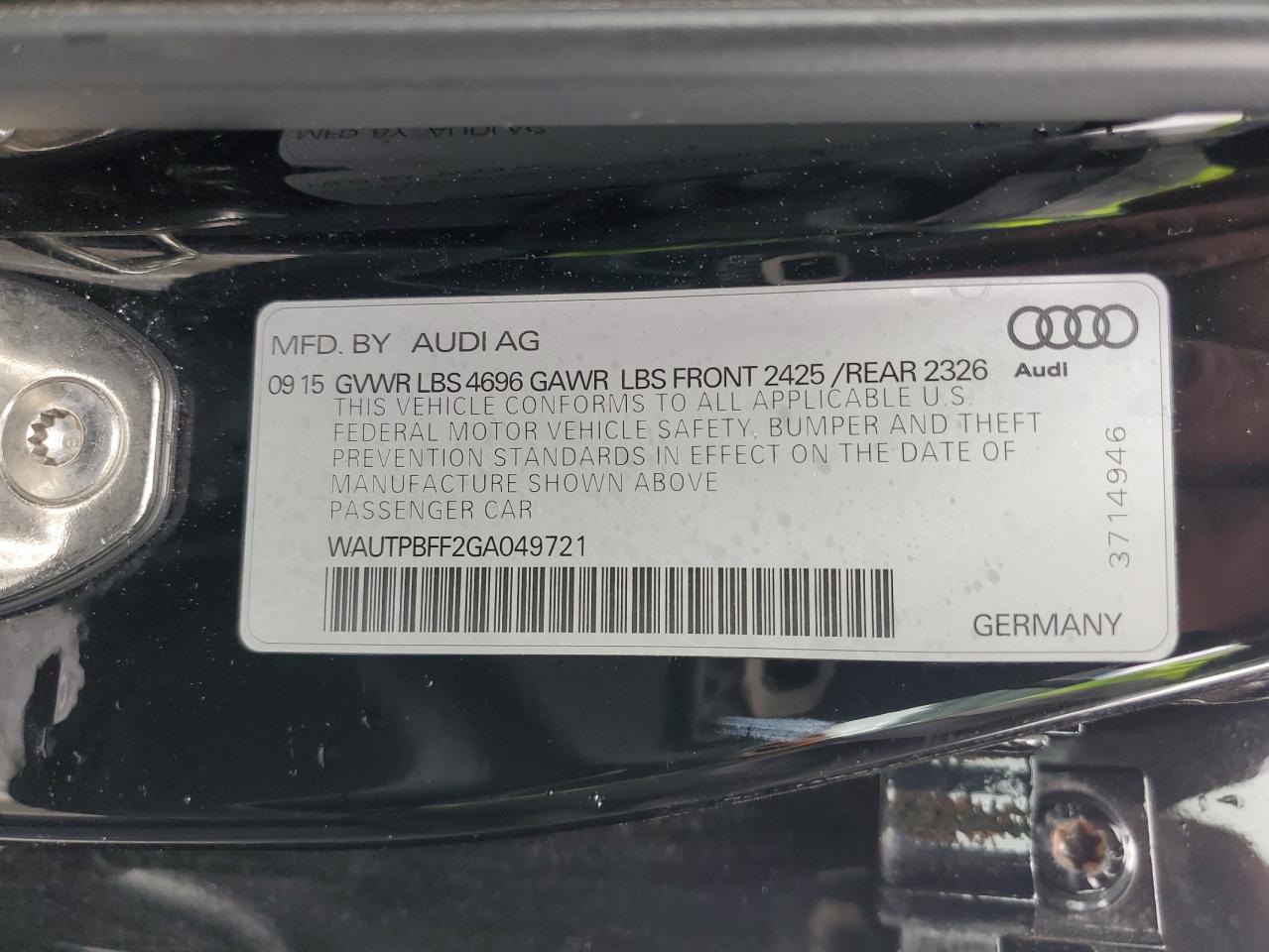 2016 Audi A3 VIN WAUTPBFF2GA049721 Copart auction photo, front end / minor dent/scratches damage thumbnail 12